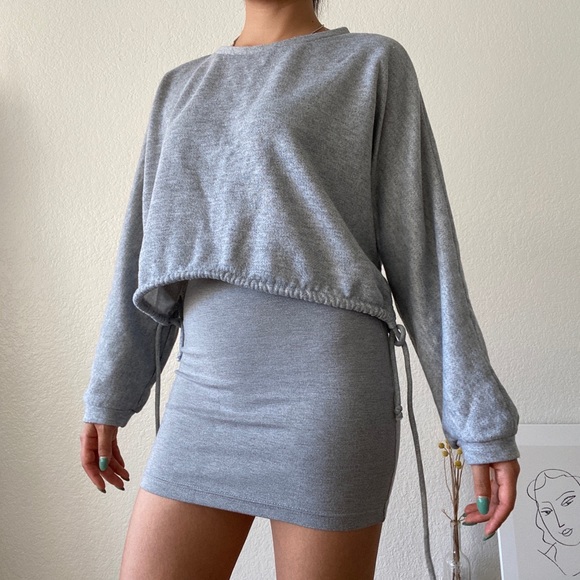 Grey color french terry crew neck sweatshirts - Picture 7 of 10